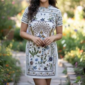 Tory Burch Kerry Printed T-Shirt Peacock Dress